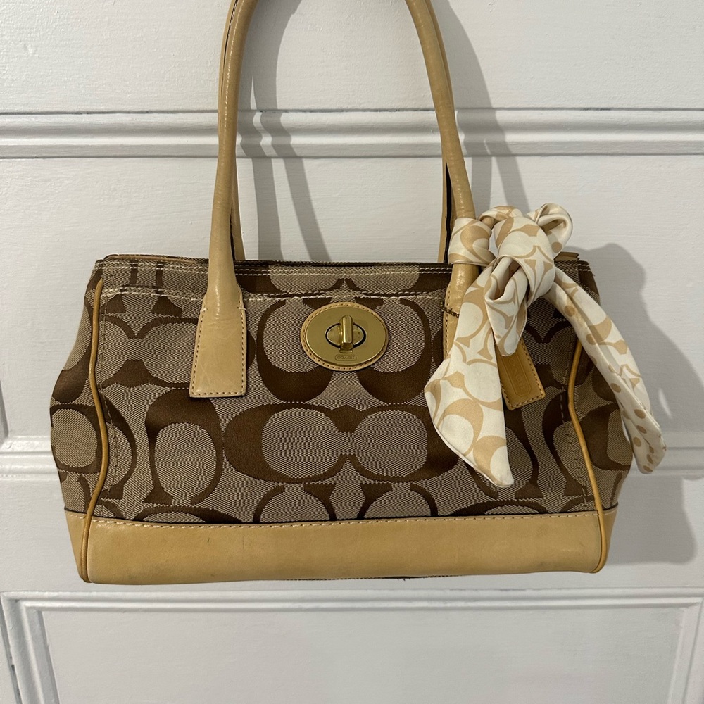 Vintage Coach Signature Brown Tan Handbags Madeline